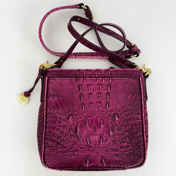 Brahmin Cleo Crossbody Bag Dewberry Berry Pink Embossed Leather - Picture 6 of 13